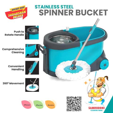 SUDARSHAN DELUX SPINNER BUCKET MOP SS 