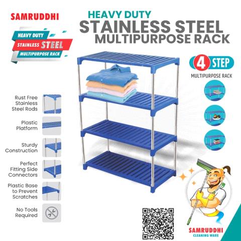 HEAVY DUTY STAINLESS STEEL MULTIPURPOSE RACK 4 STEP 